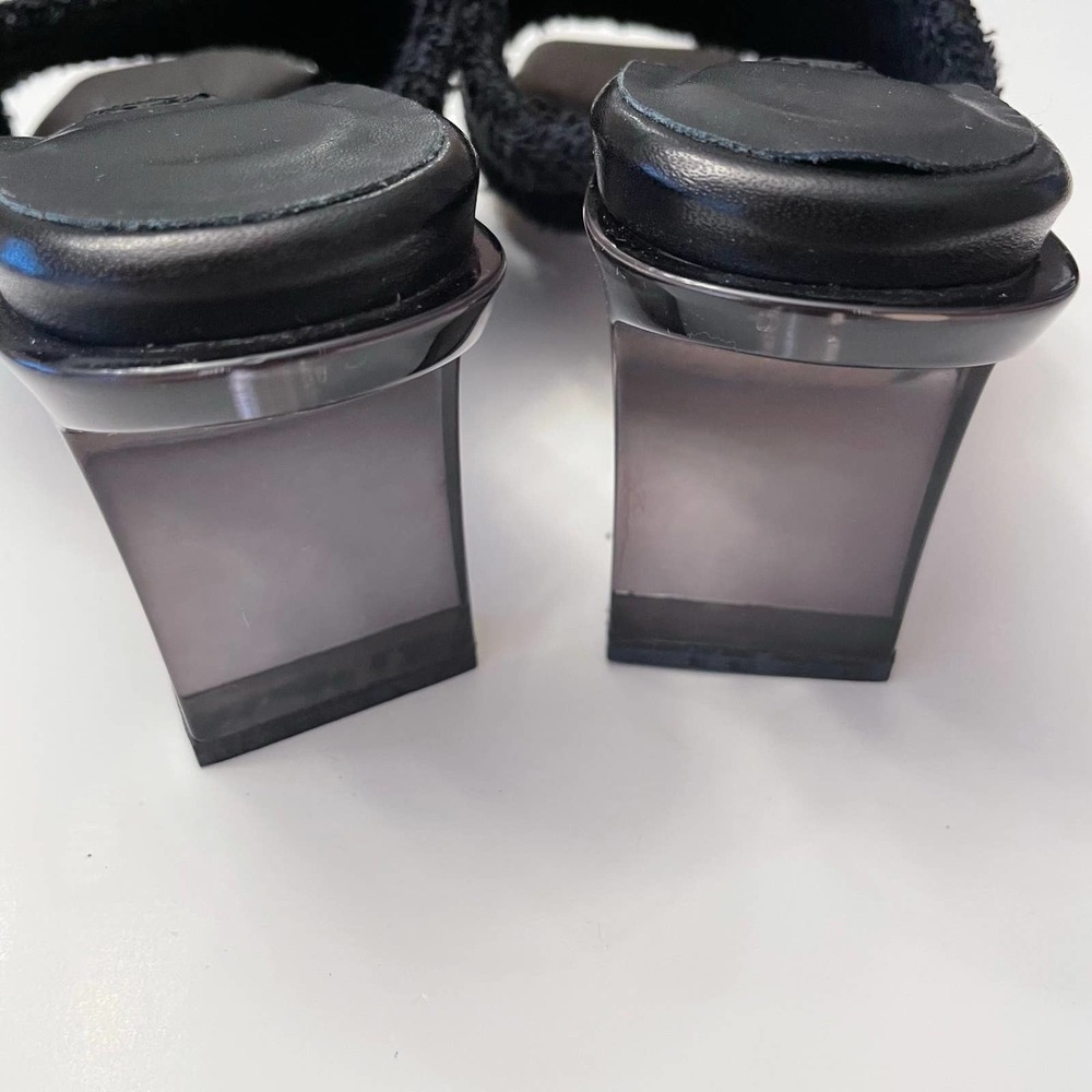 NWOB MIISTA London Wendy Black Towel Mule Sandals Size 37 Shoes Square Toe - Picture 9 of 11